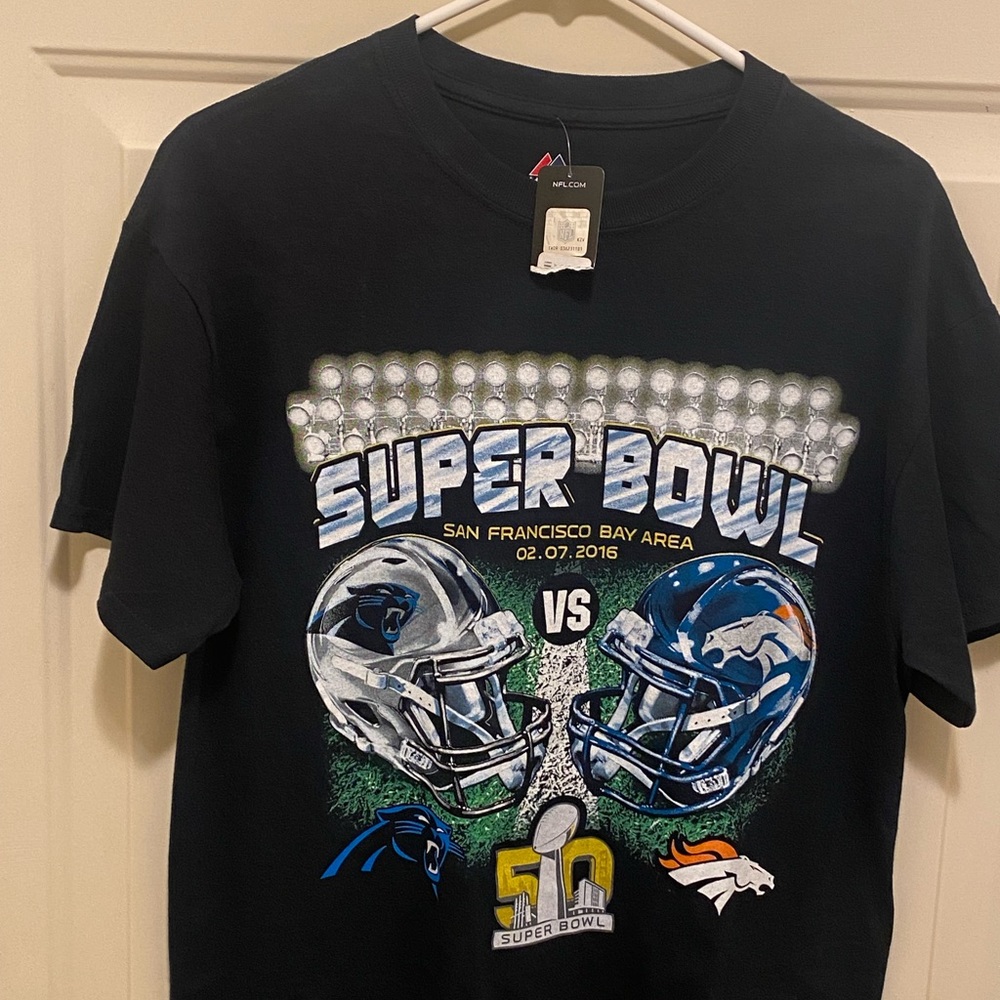 Super Bowl 50 Carolina Panthers V Denver Broncos Majestic T-shirt Med New/Tags